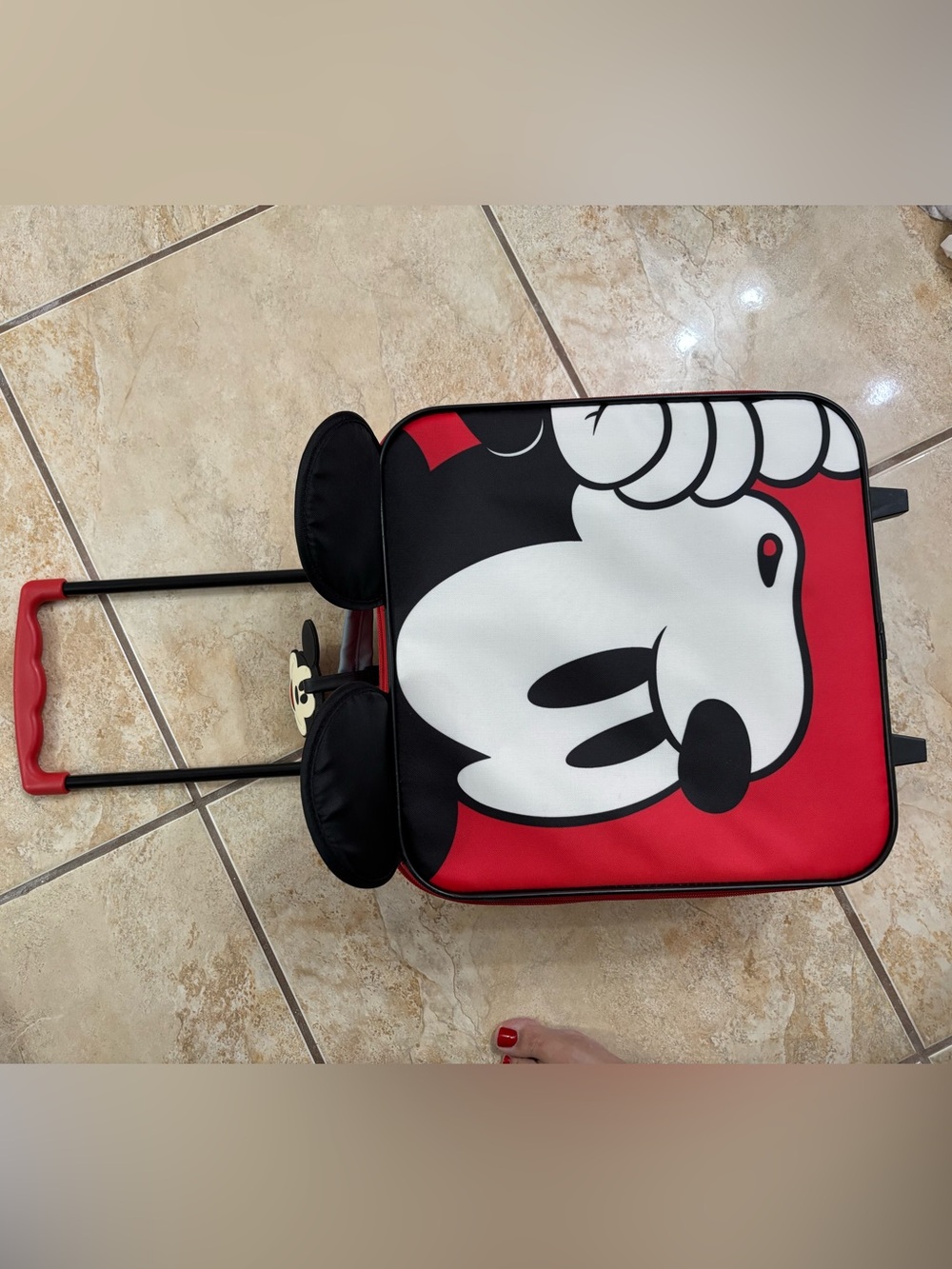 Disney Kids Rolling Luggage Bag in Red, Black, White - Mickey Mouse